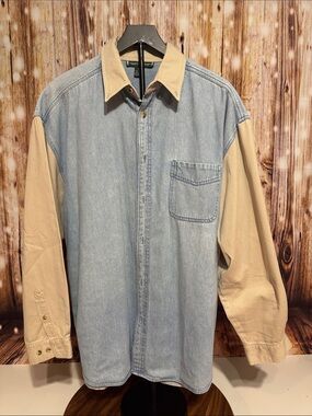 Reed Hunter Light Blue Denim Shirt with Cream Sleeves